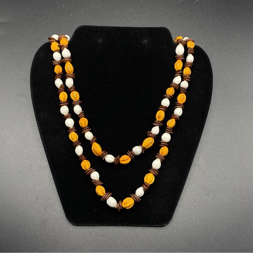 Natural Seeds  Over-The-Head Necklace Boho Tribal Natural